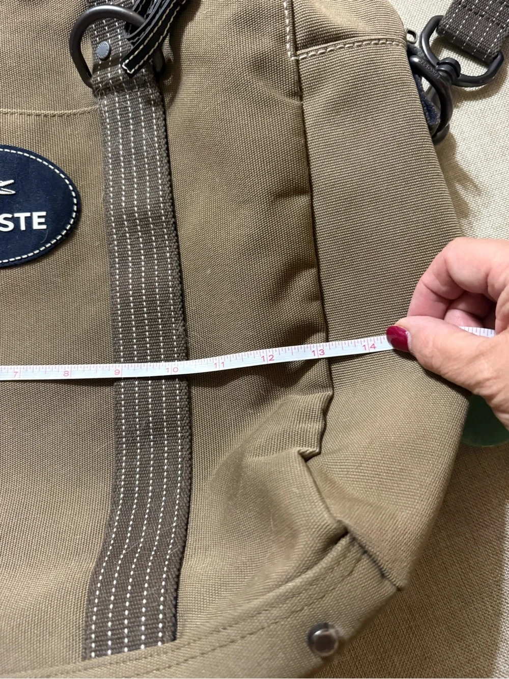 Lacoste Olive Canvas weekender bag